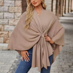 Priska | Poncho Damen Cape mit Knotendetail Elegant