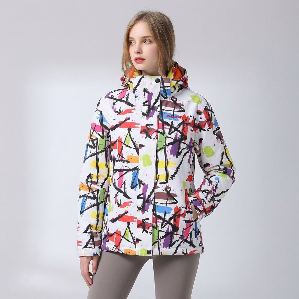 Priska | Skijacke mit Kapuze Damen Tropischer Blattprint
