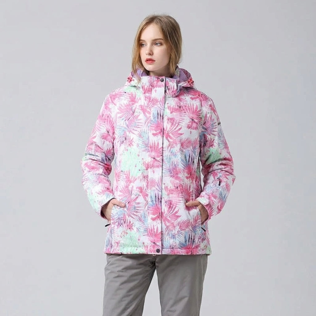 Priska | Skijacke mit Kapuze Damen Tropischer Blattprint