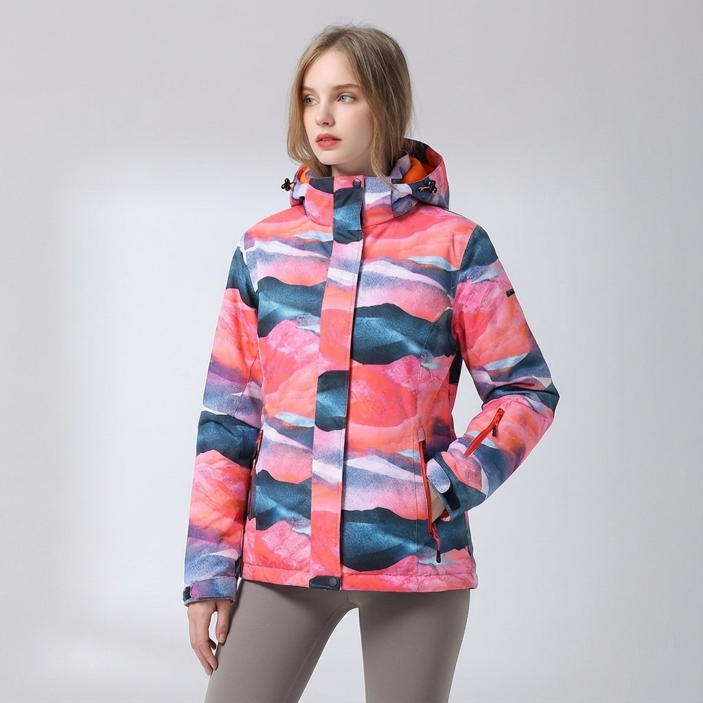 Priska | Skijacke mit Kapuze Damen Tropischer Blattprint