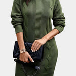 Priska | Strickkleid Mini mit Rollkragen und Zopfmuster Damen Langarm