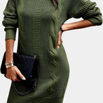 Priska | Strickkleid Mini mit Rollkragen und Zopfmuster Damen Langarm