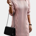 Priska | Strickkleid Mini mit Rollkragen und Zopfmuster Damen Langarm