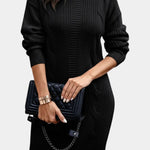 Priska | Strickkleid Mini mit Rollkragen und Zopfmuster Damen Langarm