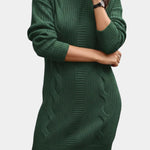 Priska | Strickkleid Mini mit Rollkragen und Zopfmuster Damen Langarm