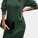 Priska | Strickkleid Mini mit Rollkragen und Zopfmuster Damen Langarm