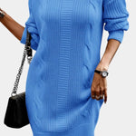 Priska | Strickkleid Mini mit Rollkragen und Zopfmuster Damen Langarm