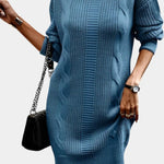 Priska | Strickkleid Mini mit Rollkragen und Zopfmuster Damen Langarm