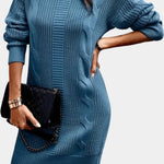 Priska | Strickkleid Mini mit Rollkragen und Zopfmuster Damen Langarm