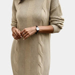Priska | Strickkleid Mini mit Rollkragen und Zopfmuster Damen Langarm