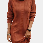 Priska | Strickkleid Mini mit Rollkragen und Zopfmuster Damen Langarm