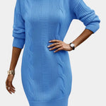 Priska | Strickkleid Mini mit Rollkragen und Zopfmuster Damen Langarm