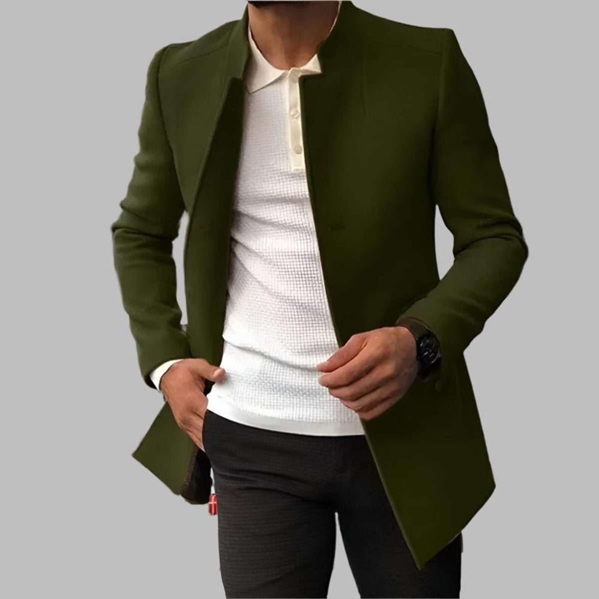 Roman | Mantel Herren Slim Fit aus Wolle mit Stehkragen