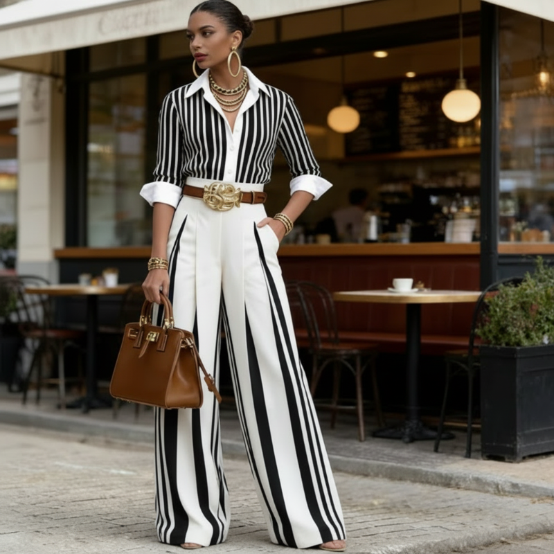 Ronja | Weite Hosen Damen Gestreift Palazzo