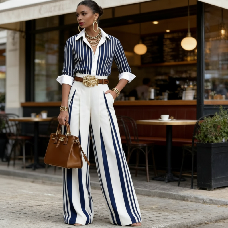 Ronja | Weite Hosen Damen Gestreift Palazzo