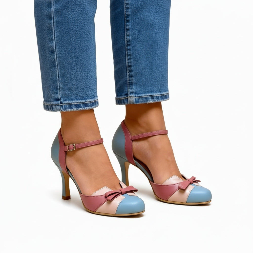 Rosalie | Pumps Damen Riemchen Schleife High Heels