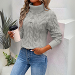 Salome | Rollkragen Pullover Damen Zopfmuster Strick
