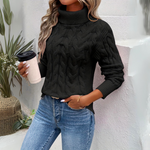 Salome | Rollkragen Pullover Damen Zopfmuster Strick