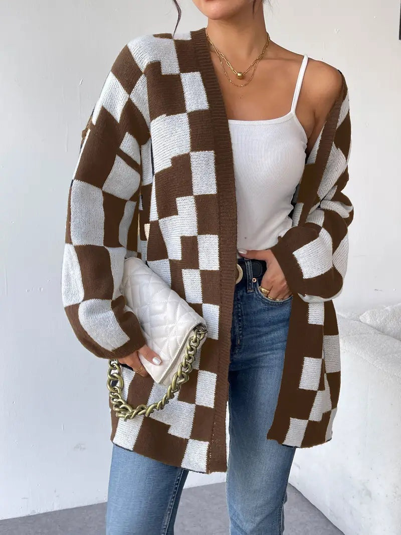 Salome | Strickjacke Damen Oversized Kariert