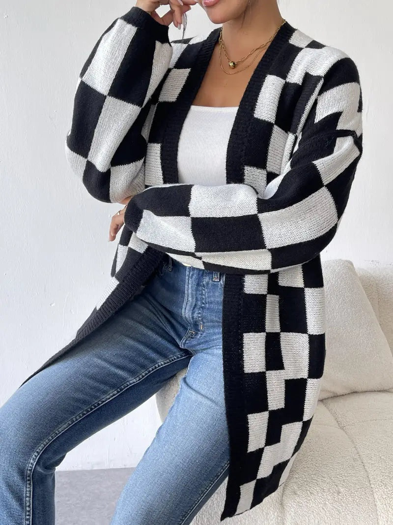 Salome | Strickjacke Damen Oversized Kariert