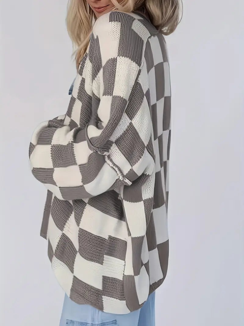 Salome | Strickjacke Damen Oversized Kariert