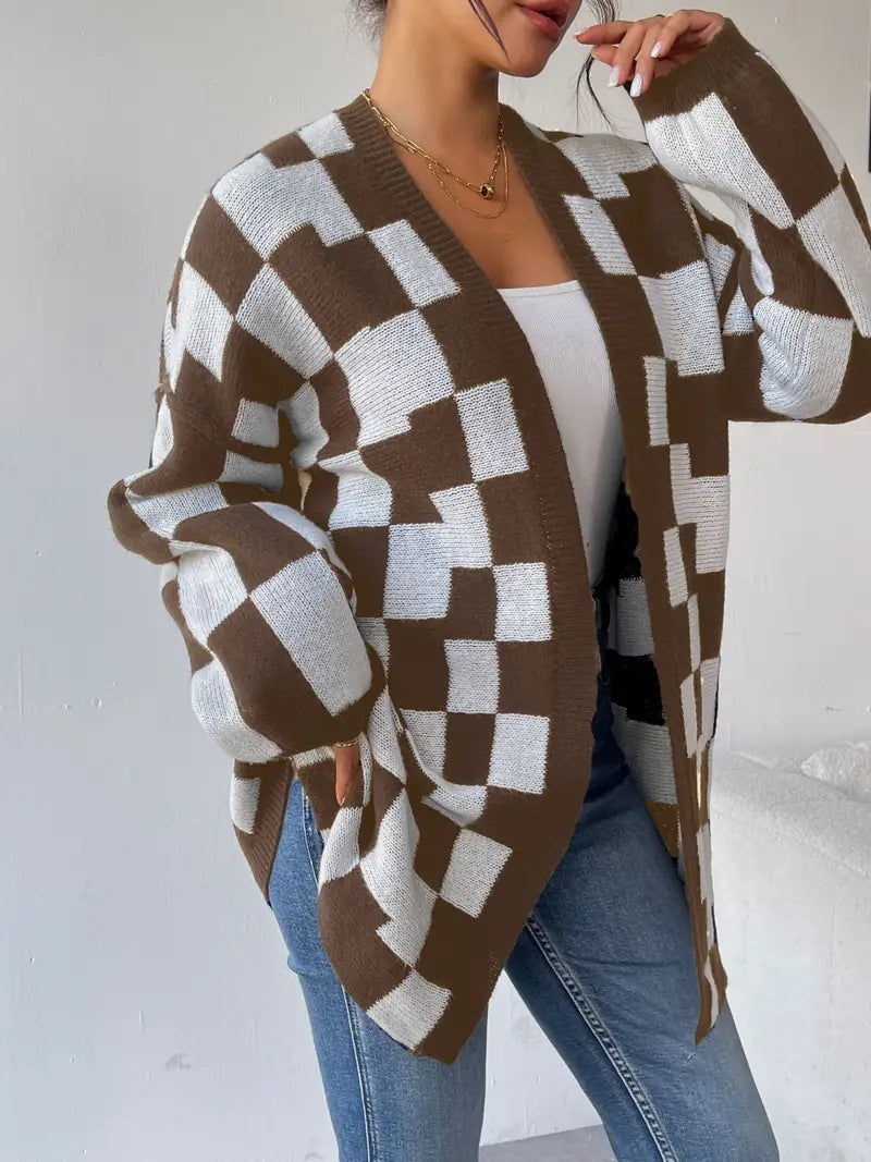 Salome | Strickjacke Damen Oversized Kariert