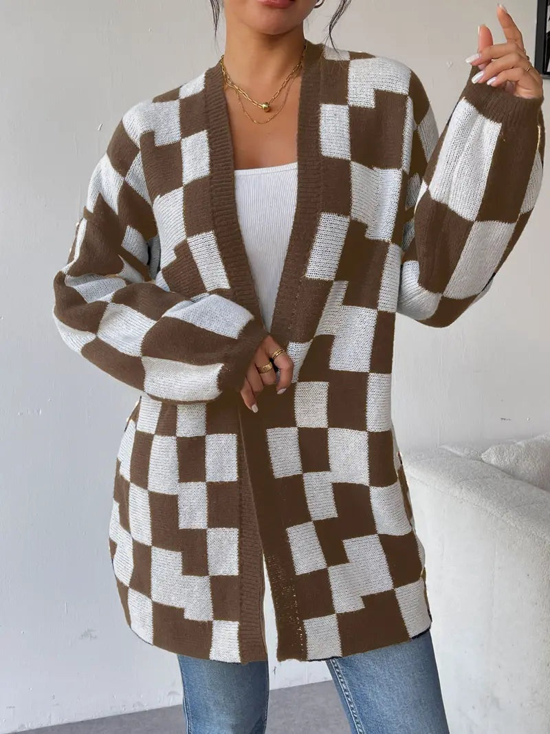 Salome | Strickjacke Damen Oversized Kariert