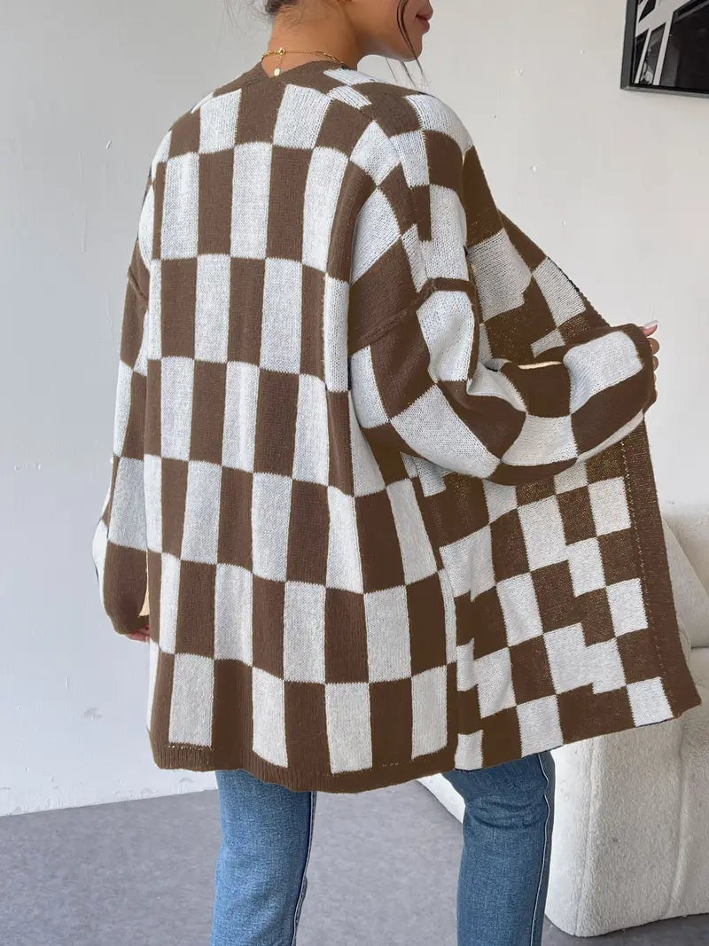 Salome | Strickjacke Damen Oversized Kariert