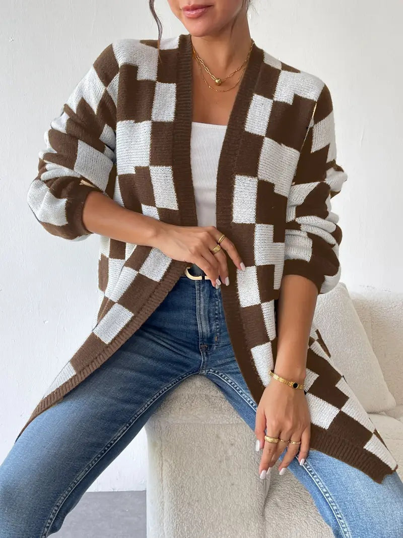 Salome | Strickjacke Damen Oversized Kariert