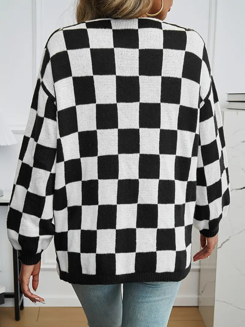Salome | Strickjacke Damen Oversized Kariert