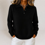 Salome | Strickpullover mit Polokragen und Knopfleiste Damen Gerippter Saum