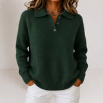 Salome | Strickpullover mit Polokragen und Knopfleiste Damen Gerippter Saum