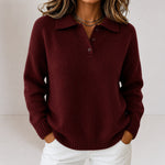 Salome | Strickpullover mit Polokragen und Knopfleiste Damen Gerippter Saum