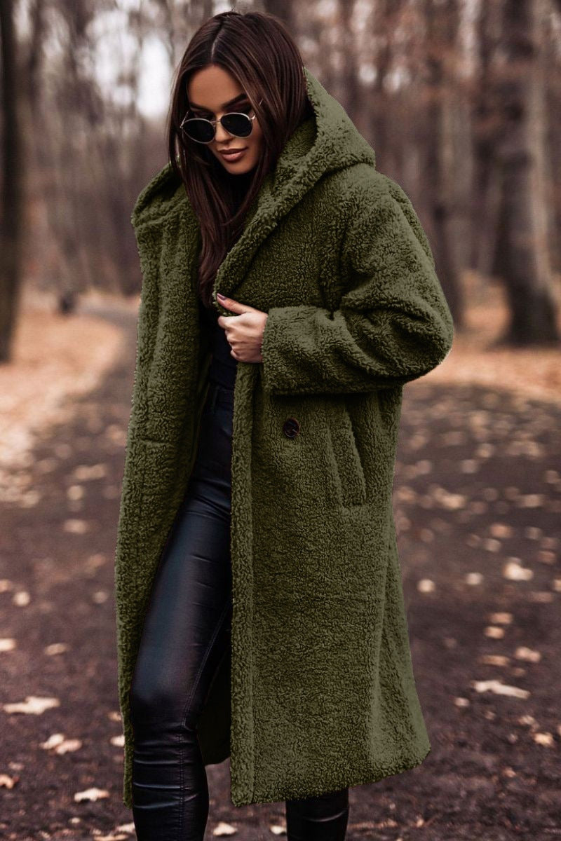 Salome | Teddymantel Lang mit Kapuze Damen Oversize