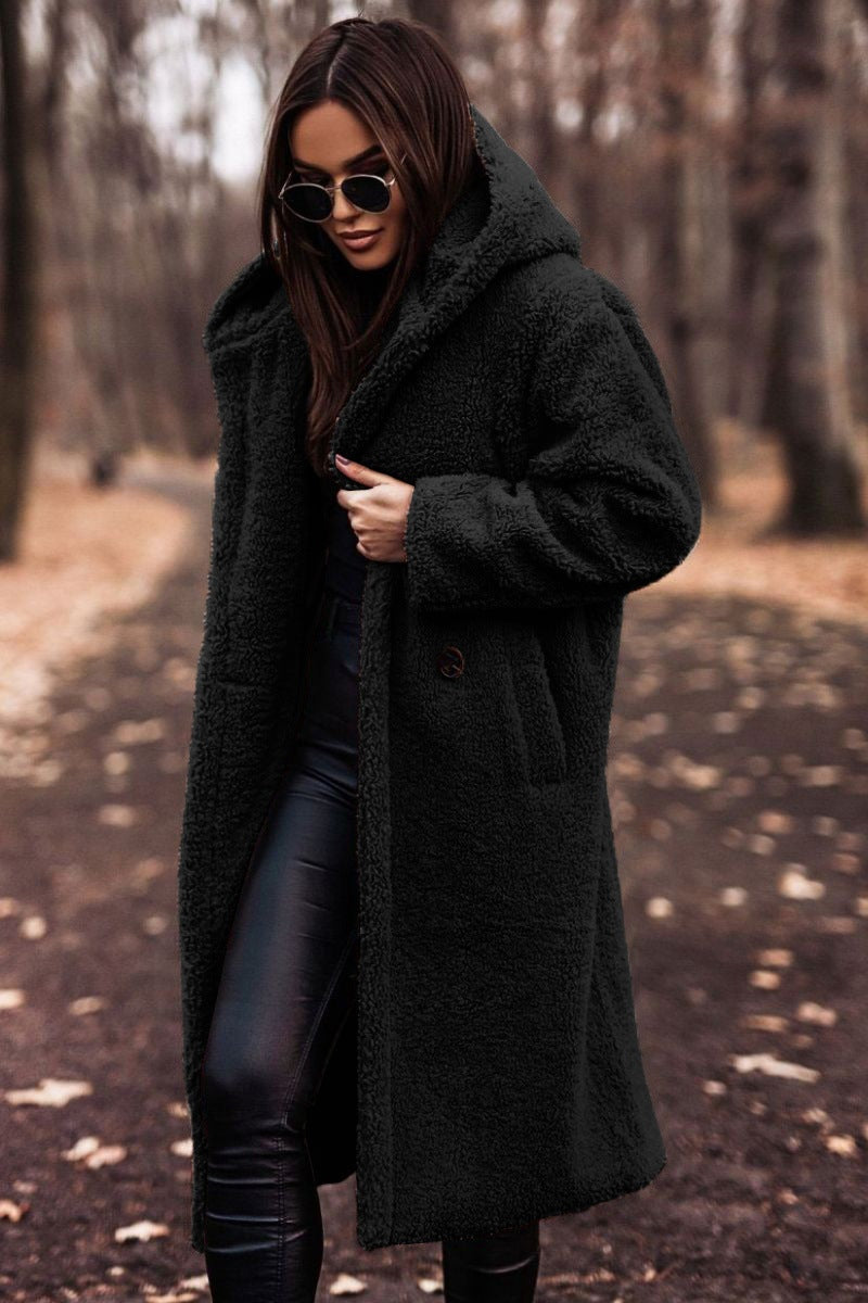 Salome | Teddymantel Lang mit Kapuze Damen Oversize