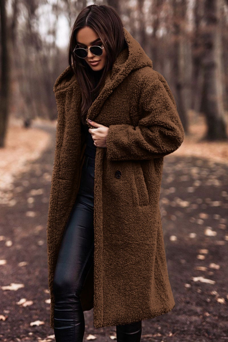 Salome | Teddymantel Lang mit Kapuze Damen Oversize