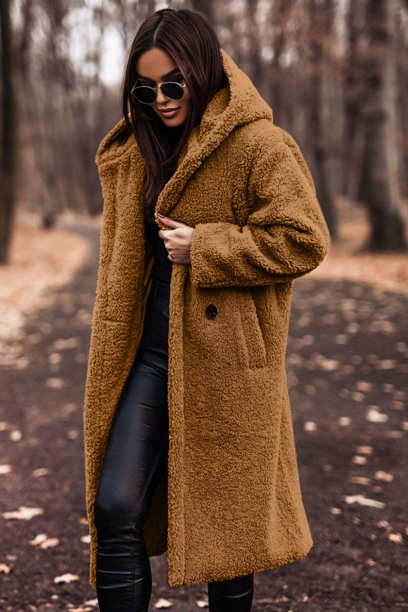 Salome | Teddymantel Lang mit Kapuze Damen Oversize