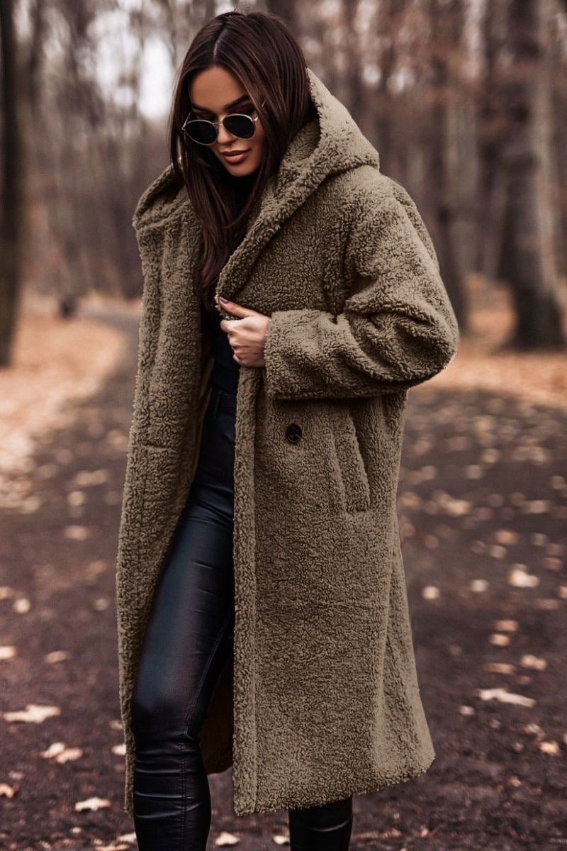 Salome | Teddymantel Lang mit Kapuze Damen Oversize