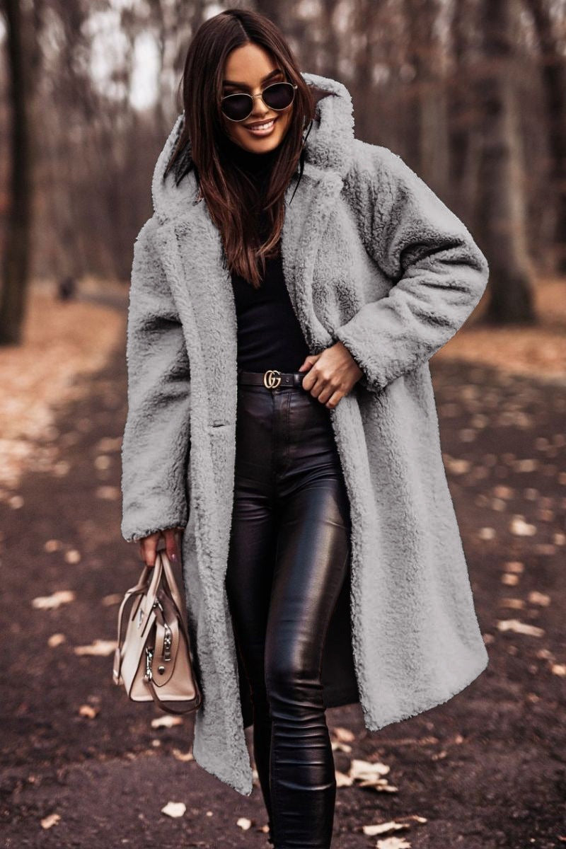 Salome | Teddymantel Lang mit Kapuze Damen Oversize