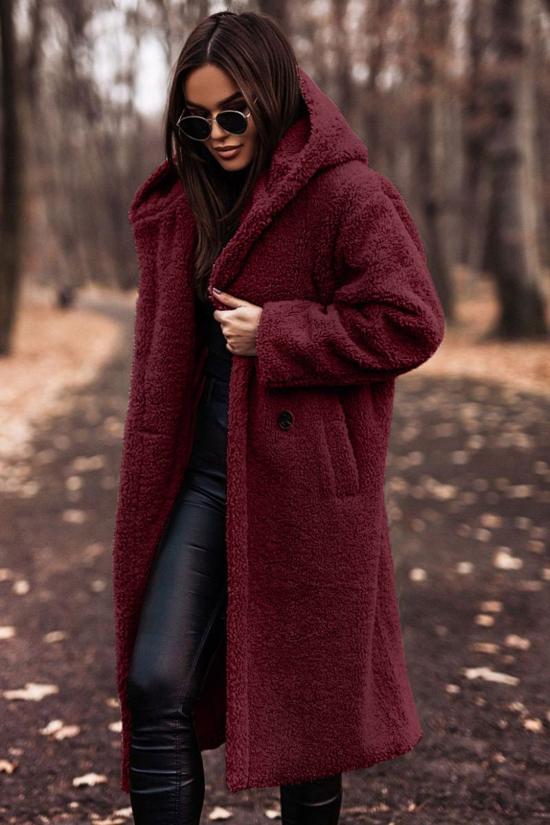 Salome | Teddymantel Lang mit Kapuze Damen Oversize