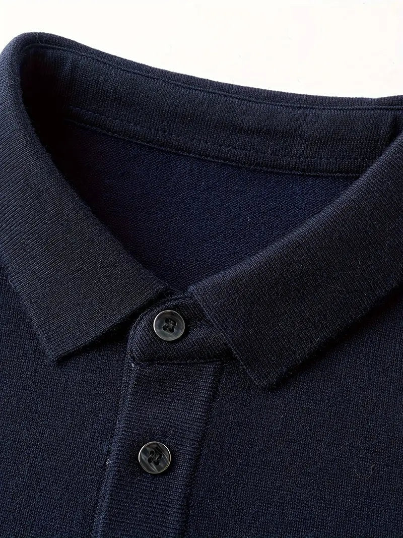 Sebastian | Pullover aus Wollmischung mit Polokragen Herren Langarm Knopfleiste