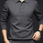 Sebastian | Pullover aus Wollmischung mit Polokragen Herren Langarm Knopfleiste