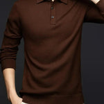 Sebastian | Pullover aus Wollmischung mit Polokragen Herren Langarm Knopfleiste