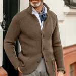 Sebastian | Strickjacke Herren Strukturstrick Knopfleiste Stehkragen