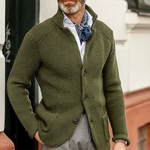 Sebastian | Strickjacke Herren Strukturstrick Knopfleiste Stehkragen
