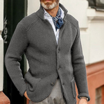 Sebastian | Strickjacke Herren Strukturstrick Knopfleiste Stehkragen