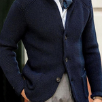Sebastian | Strickjacke Herren Strukturstrick Knopfleiste Stehkragen