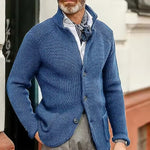 Sebastian | Strickjacke Herren Strukturstrick Knopfleiste Stehkragen