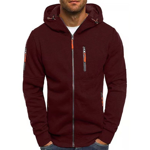 Sebastian | Zip Hoodie Herren Kapuze Mehrere Reissverschlusstaschen