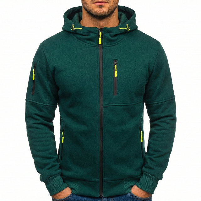 Sebastian | Zip Hoodie Herren Kapuze Mehrere Reissverschlusstaschen